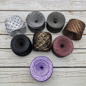  Metallic T-Shirt Yarn 140 Yards Knitting Yarn Fabric Crochet  Cloth Shiny Tshirt Yarn for Crocheting Beginners DIY Hand Craft Bag Blanket  Cushion Projects (Deep Purple)