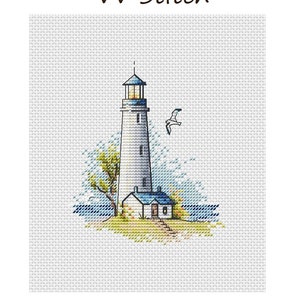 Lighthouse Blue Cross Stitch Pattern Digital PDF Hand embroidery design cross stitch decor