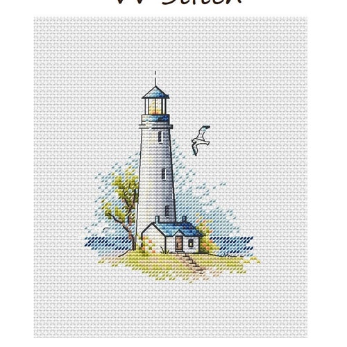 Lighthouse PDF Counted Cross Stitch Pattern Seascape Digital Etsy