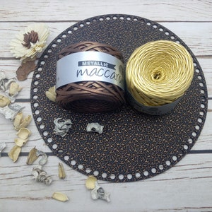 Metallic Yarn Gold metallic yarn Glossing Yarn Maccaroni Yarn Crochet Metallic Yarn Metallic T-Shirt Yarn Fiber Jewelry image 4