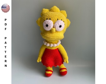 Lisa simpson , amigurumi toy, crochet plush, doll pattern