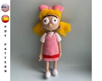 Crochet doll pattern, Hey Arnold pattern, amigurumi doll, amigurumi princess