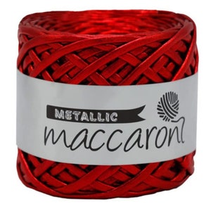 Metallic Yarn  Red metallic yarn Glossing Yarn Maccaroni Yarn  Red heart yarn Valentines decor Metallic T-Shirt Yarn Fiber Jewelry