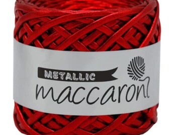 Metallic Yarn  Red metallic yarn Glossing Yarn Maccaroni Yarn  Red heart yarn Valentines decor Metallic T-Shirt Yarn Fiber Jewelry