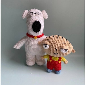 Stewie and brian, amigurumi pattern, family guy, crochet dog