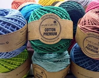 Zestaw 6 kulek Maccaroni cotton rope 2 mm,Sznurek jednożyłowy bawełniany, Maccaroni cotton premium