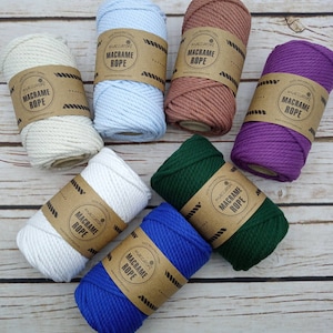 Maccaroni Macrame Rope. Macrame Rope 4 mm. Cotton Macrame Rope. Recycled Cotton Rope. Macrame Supplies.45M.