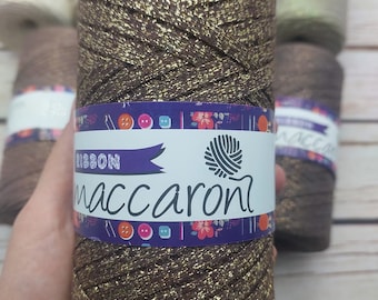 Maccaroni Ribbon with glitter,Metallic Yarn, Sparkling yarn, Ribbon yarn,Cotton crochet yarn, Tshirt yarn, Lurex yarn  Easter yarn