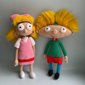 Hey arnold, crochet character, crochet doll pattern, helga pataki