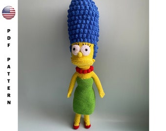 Marge simpson , amigurumi toy, crocher tutorial, doll pattern