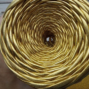 Metallic Yarn Gold metallic yarn Glossing Yarn Maccaroni Yarn Crochet Metallic Yarn Metallic T-Shirt Yarn Fiber Jewelry image 3