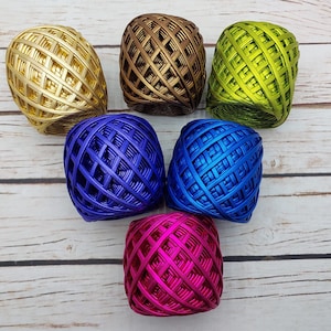 Metallic Yarn Glossing Yarn Maccaroni Yarn Crochet Metallic Yarn Metallic T-Shirt Yarn Fiber Jewelry Chunky yarn Tshirt yarn