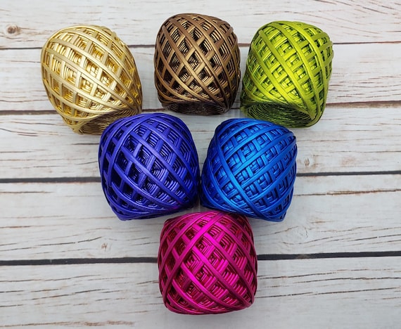 メタリックヤーン 光沢ヤーン マカロニヤーン かぎ針編みメタリック