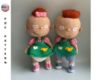 Baby doll, rugrats, phil and lil, amigurumi patterns