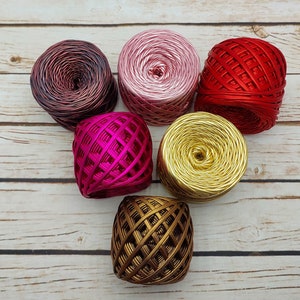 Gold metallic yarn Rose metallic yarn Glossing yarn Premium tshirt yarn  Metallic T-Shirt Yarn Fiber jewelry Chunky yarn