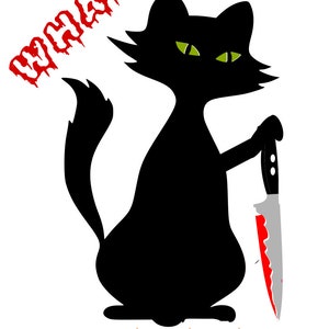 Funny Cat SVG Cat with knife svg crazy Kitty Instant | Etsy