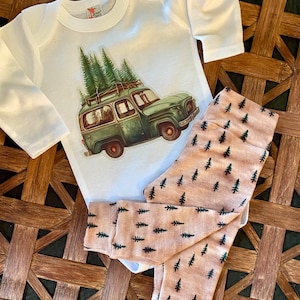 Baby Christmas Outfit: Truck & Tree Leggings, Gender Neutral