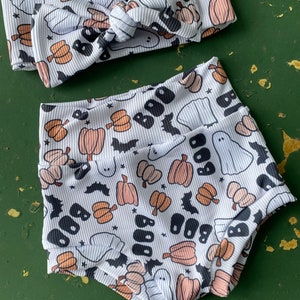 Halloween Bummies & Bows Set: Spooky Ghost, Pumpkin Patch Outfit zdjęcie 2
