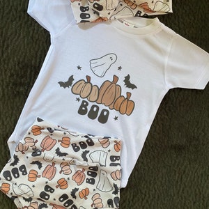 Halloween Bummies & Bows Set: Spooky Ghost, Pumpkin Patch Outfit zdjęcie 1