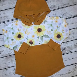 Sunflower Baby Girl Hoodie: Handmade Cotton Lycra Fall Outfit