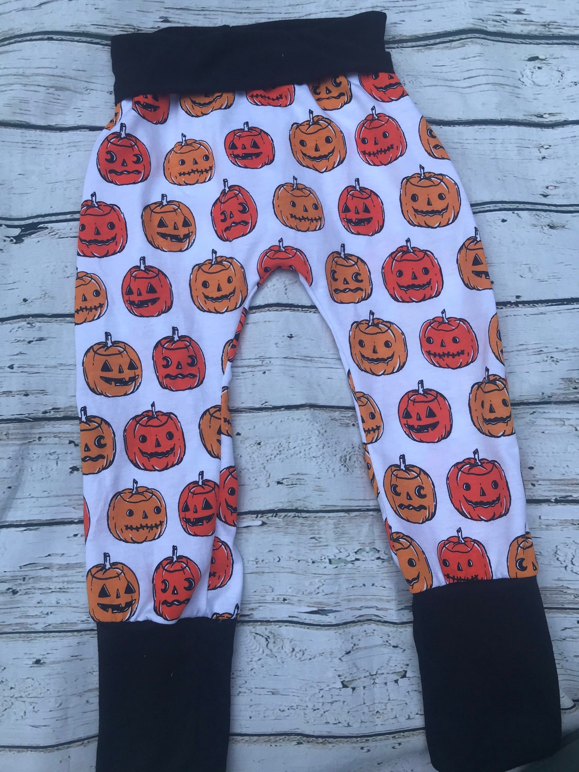 Halloween jack o lantern toddler kids pants. Grow with me | Etsy