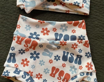 USA Baby Bummies and Bow Headband Set: Patriotic 4th of July Outfit