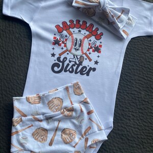 Baseball Sister Bodysuit: Checker Print, Matching Shorts & Headband