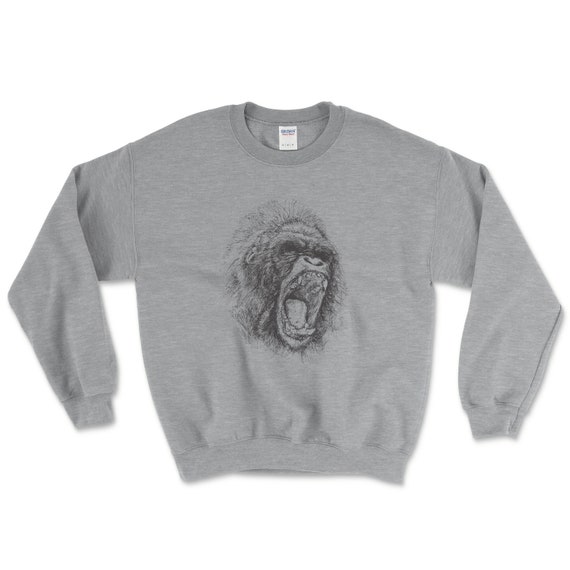 Funny Gorilla Sweatshirt with Pocket - Gifts for Monkey Lovers - Gorilla  Gifts for Men - Black, S at  Men's Clothing store