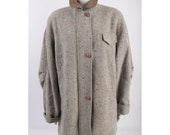 Vintage Mackintosh New England Womens Tweed Coat 12 Wool Gray White Herringbone