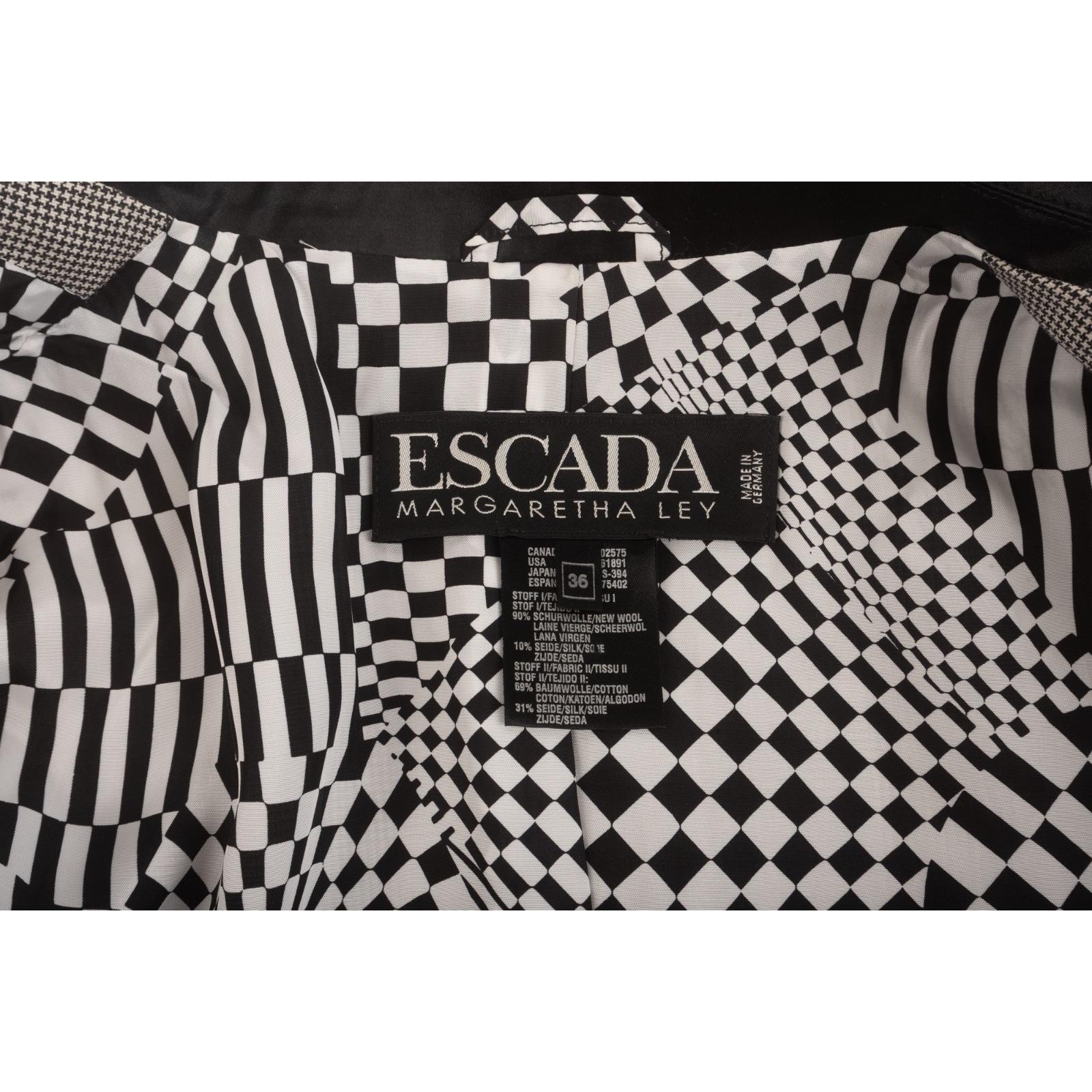 Escada Margaretha Ley Blazer, Black & White Geometric, 80s Vintage