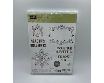 Stampin Up Letterpress Winter Stamp Set Christmas Snowflakes 8 pc New