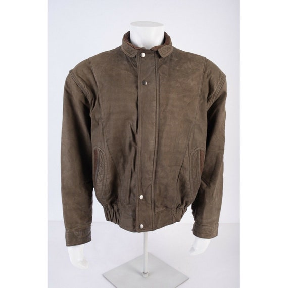 Members Only Mens Olive Green Leather Bomber Jacket Racer Members Only Mens Olive Green Leather Bomber Jacket Racer