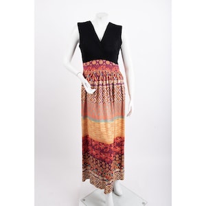 1970s Vintage Sheath Dress Long Maxi Bohemian Floral Women&#39;s Medium