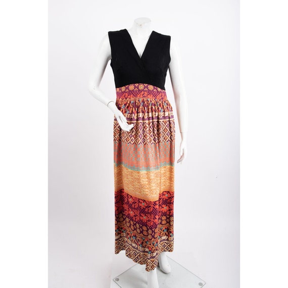 1970s Vintage Sheath Dress Long Maxi Bohemian Flo… - image 1