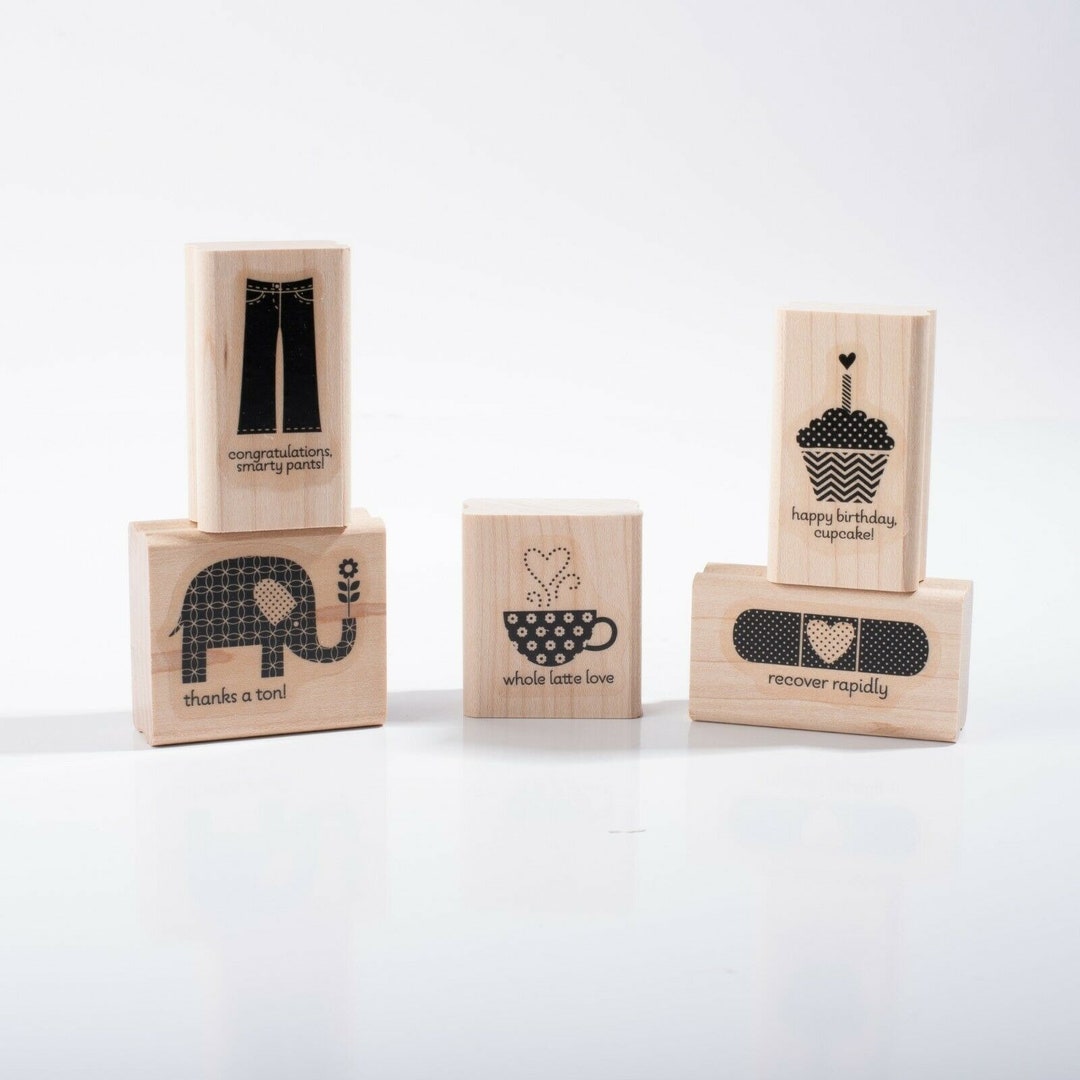 Stampin up Patterned Occasion Set of 5 Wood Rubber Stamps Cupcake ...