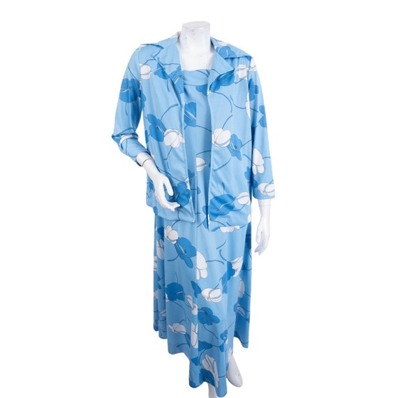 Vintage Long Floral Maxi Dress Blazer Shirt 2 Pc … - image 1