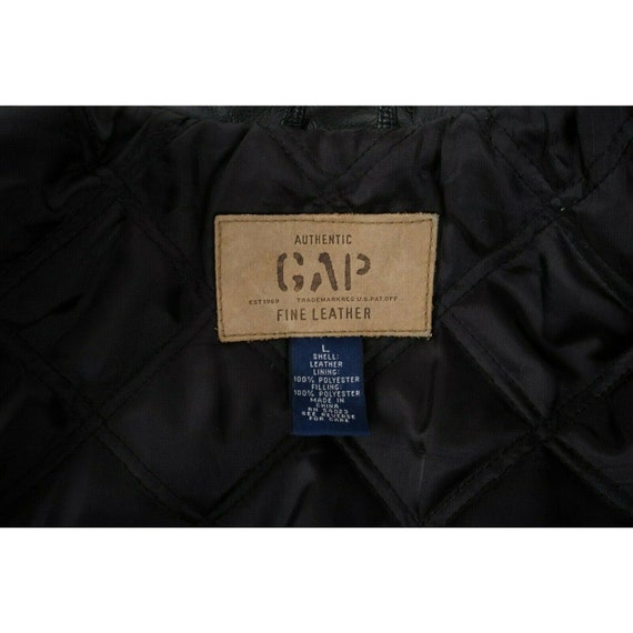 Vintage Gap Womans Black Leather Jacket Coat Size L Full Zip