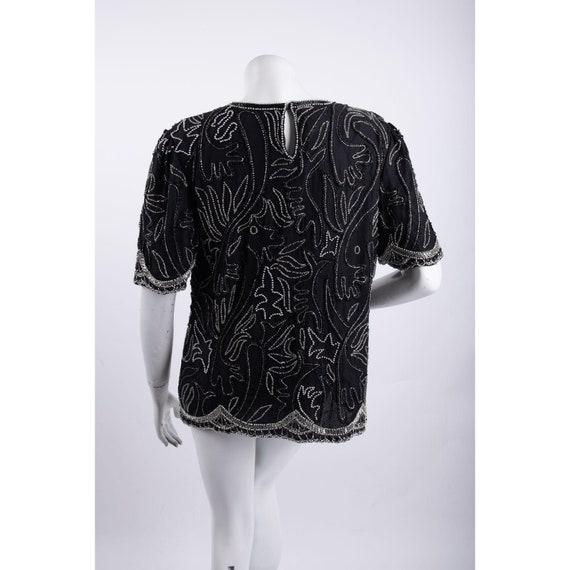 Laurence Kazar Vintage Beaded Formal Blouse Top B… - image 4