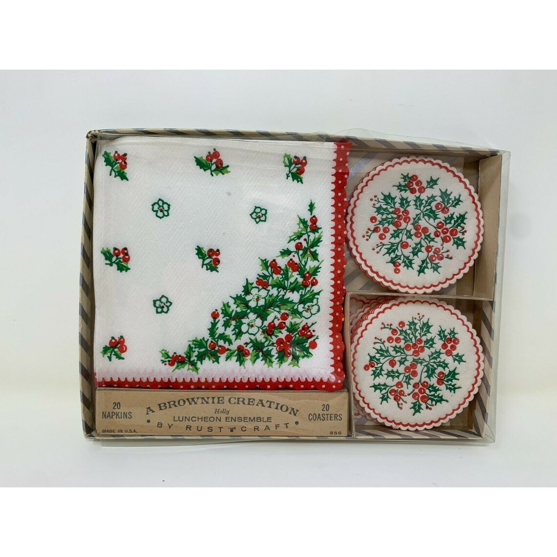 Vintage Paper Holiday Christmas Napkins & Coasters Luncheon Etsy