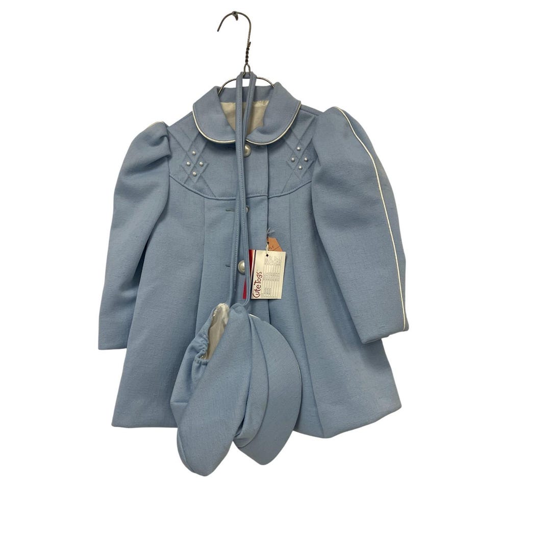 Vintage Cute Togs Girls Dressy Coat Set Size 2 2T Light Blue Matching ...