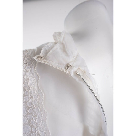 Vintage 60s 70s Wedding Gown Dress & Veil Lace Ro… - image 6