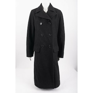J. Crew Womens Vintage Wool Peacoat Long Coat S Small Charcoal Gray Flap Pockets