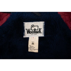 Vintage Woolrich Mens Sherpa Lined Wool Coat Jacket L Large Gray Blue Stripe 70s image 6