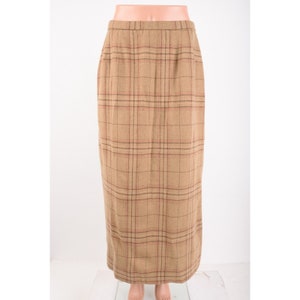 Pendleton dames bruin veelkleurige wollen geruite A-lijn midi-rok maat US 12