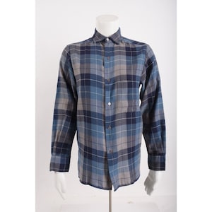Vintage French Connection Womens Blue Plaid Flannel Button Up Shirt S Small