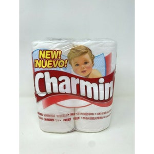 Vintage Red Charmin Bathroom Tissue Toilet Paper 4 Pack Roll Baby Movie prop 90s