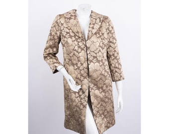 Vintage Bloomingdales Brocade Overcoat Coat Jacket Women's 6P Gold Semi-formal