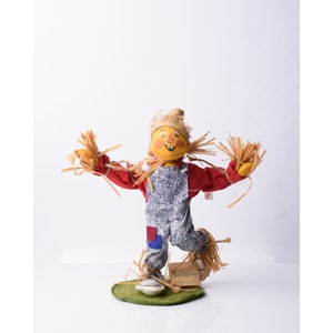 Annalee Doll Cloth 12&quot; Scarecrow Man Kid Thanksgiving 3047 Overalls 1989