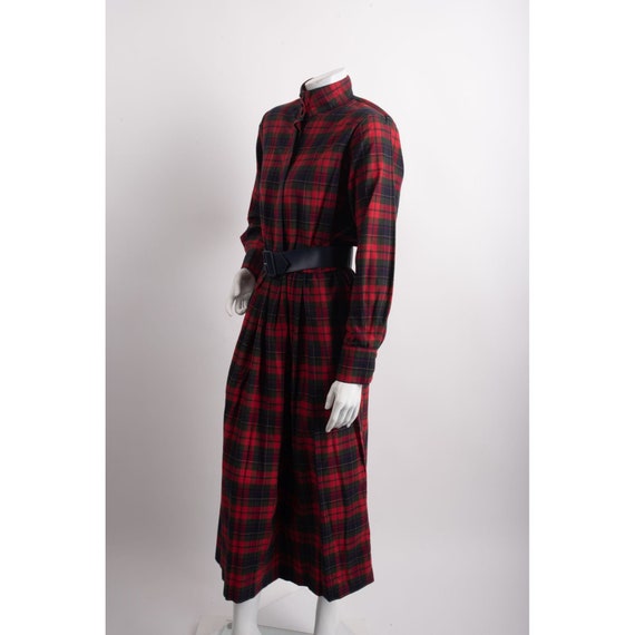 Vintage Carrol Reed Plaid Pleated Dress Belted Re… - image 5