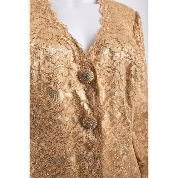 Vintage Jovani Womens Gold Lace Pencil Skirt Set … - image 3
